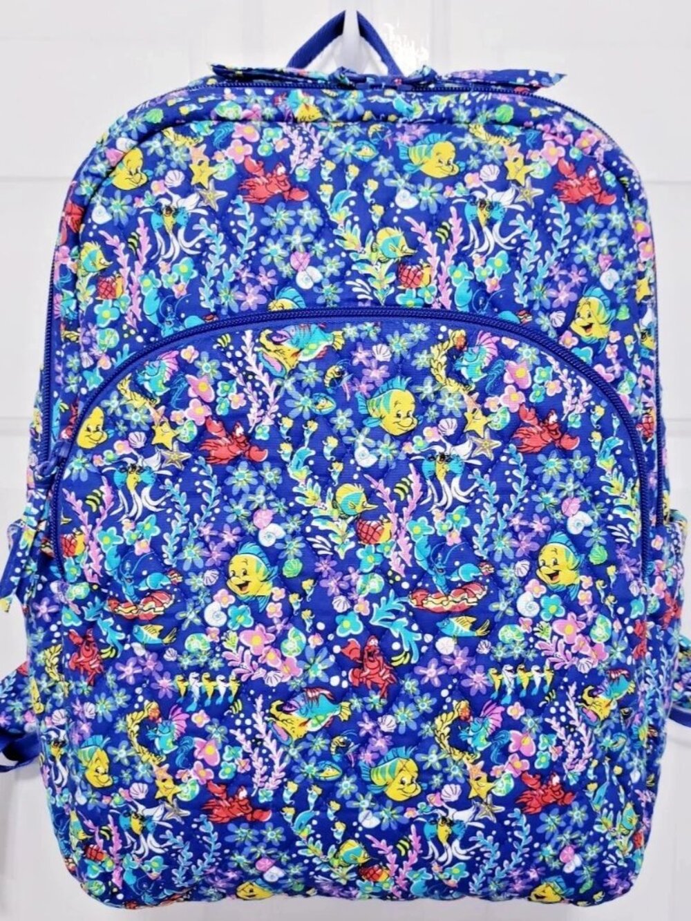 Vera Bradley Disney Ariel Floral Deep Ultramarine Essential Large Backpack NWT
